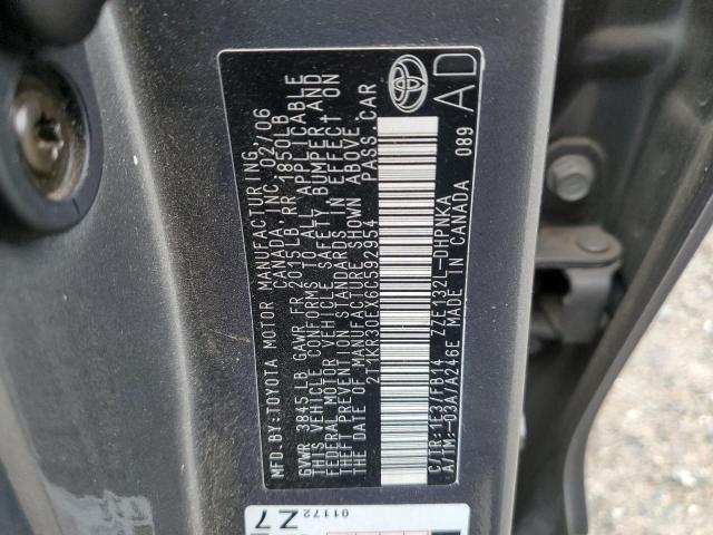 2T1KR30EX6C592954 - 2006 TOYOTA COROLLA MA XR CHARCOAL photo 12