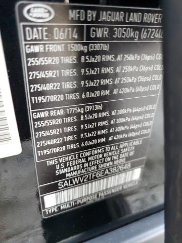 SALWV2TF6EA382648 - 2014 LAND ROVER RANGE ROVE AUTOBIOGRAPHY BLACK photo 12