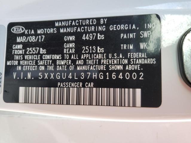 5XXGU4L37HG164002 - 2017 KIA OPTIMA EX WHITE photo 12