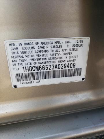 1HGCM66523A029409 - 2003 HONDA ACCORD EX GOLD photo 12