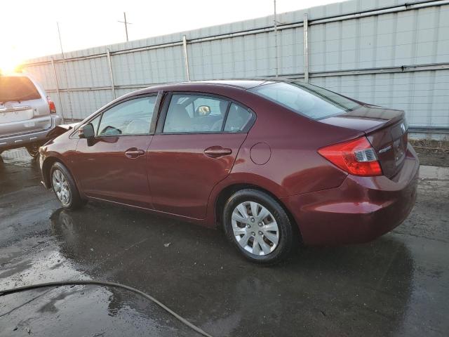 2HGFB2F50CH592925 - 2012 HONDA CIVIC LX BURGUNDY photo 2