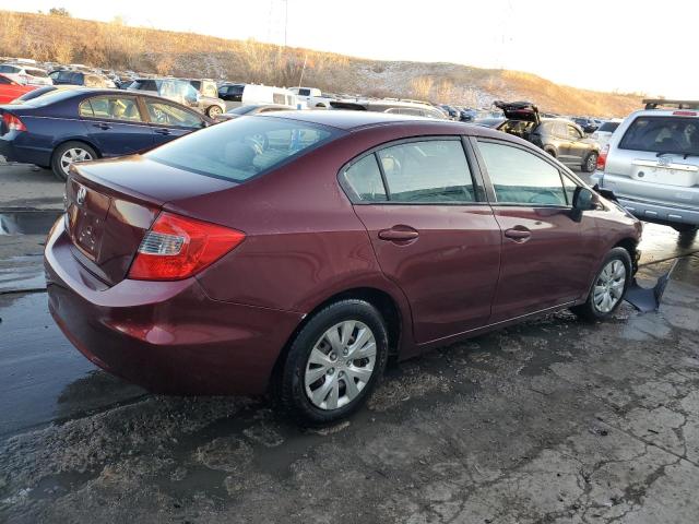 2HGFB2F50CH592925 - 2012 HONDA CIVIC LX BURGUNDY photo 3