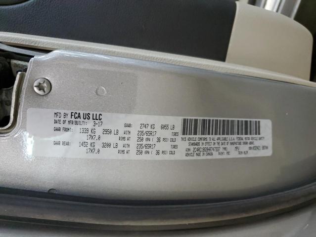 2C4RC1BG9HR747337 - 2017 CHRYSLER PACIFICA TOURING L SILVER photo 13