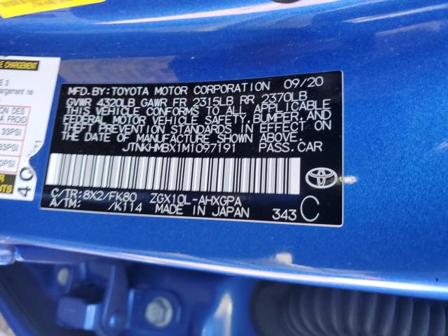 JTNKHMBX1M1097191 - 2021 TOYOTA C-HR XLE BLUE photo 12