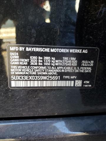 5UX33EX03S9W25691 - 2025 BMW X6 XDRIVE40I BLACK photo 13