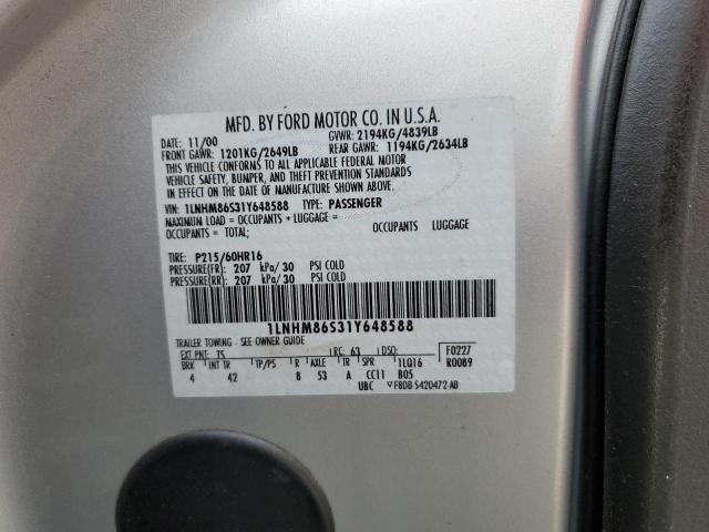 1LNHM86S31Y648588 - 2001 LINCOLN LS 银色 照片 12