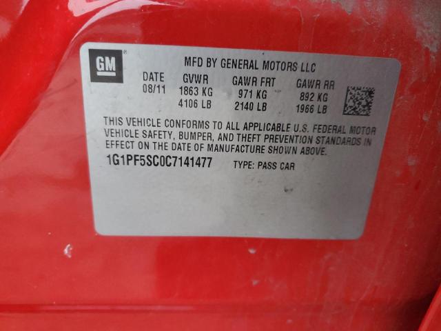 1G1PF5SC0C7141477 - 2012 CHEVROLET CRUZE LT RED photo 12