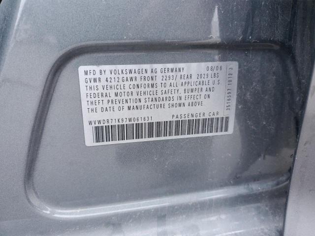 WVWDR71K97W061631 - 2007 VOLKSWAGEN RABBIT GRAY photo 12