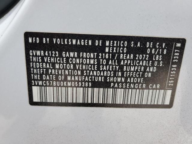 3VWC57BU0KM059389 - 2019 VOLKSWAGEN JETTA S WHITE photo 13