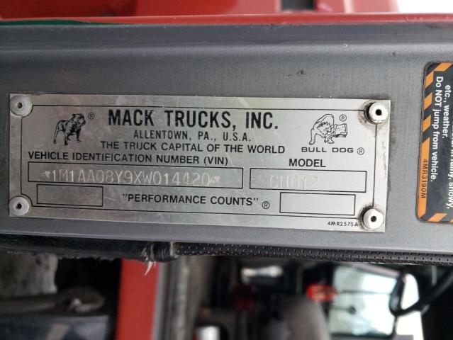 1M1AA08Y9XW014420 - 1999 MACK 600 CH600 RED photo 10