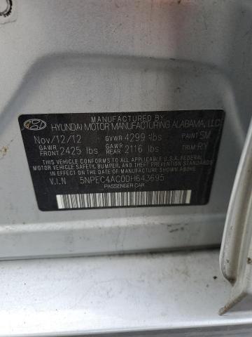 5NPEC4AC0DH643695 - 2013 HYUNDAI SONATA SE SILVER photo 12