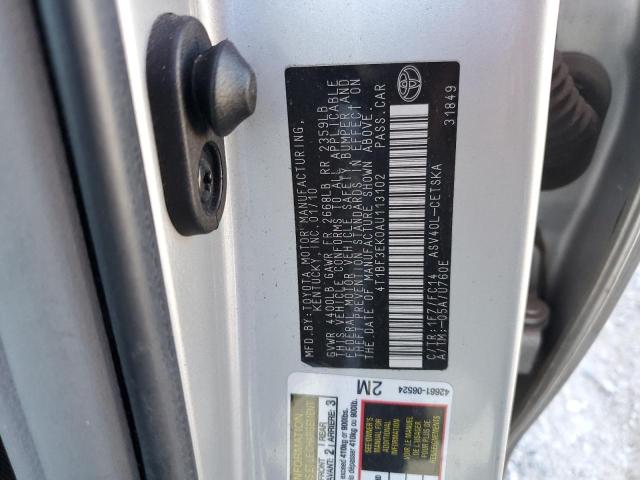 4T1BF3EK0AU113102 - 2010 TOYOTA CAMRY BASE SILVER photo 13