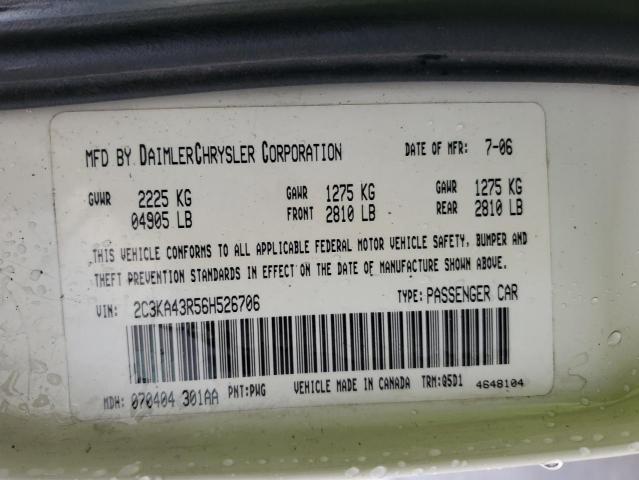 2C3KA43R56H526706 - 2006 CHRYSLER 300 WHITE photo 12