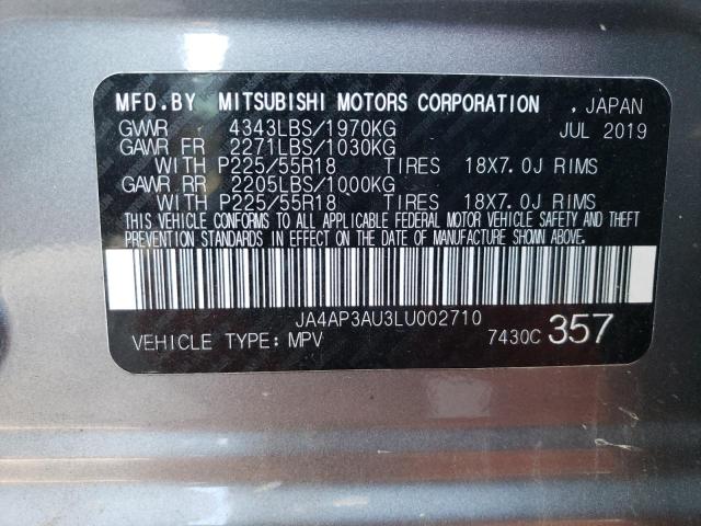 JA4AP3AU3LU002710 - 2020 MITSUBISHI OUTLANDER ES GRAY photo 14