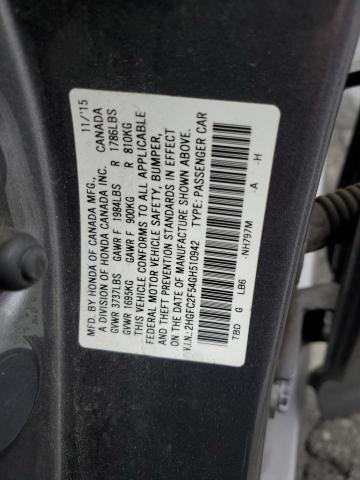 2HGFC2F54GH510942 - 2016 HONDA CIVIC LX GRAY photo 12