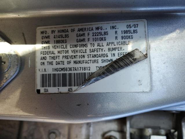 1HGCM56367A171812 - 2007 HONDA ACCORD SE SILVER photo 12