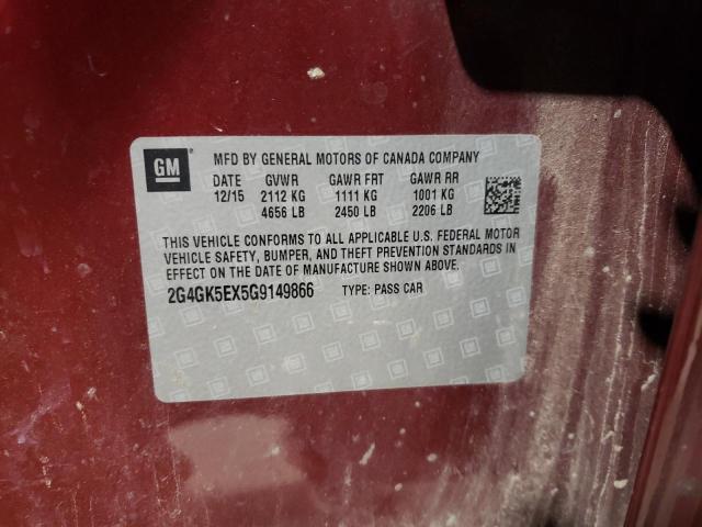 2G4GK5EX5G9149866 - 2016 BUICK REGAL MAROON photo 12