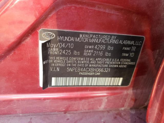 5NPEB4ACXBH066321 - 2011 HYUNDAI SONATA GLS RED photo 13