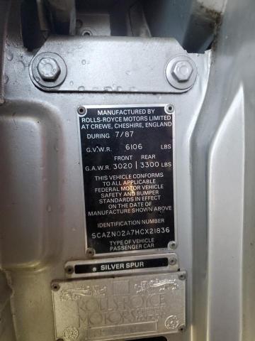 SCAZN02A7HCX21836 - 1987 ROLLS-ROYCE SILVER SPU WHITE photo 12