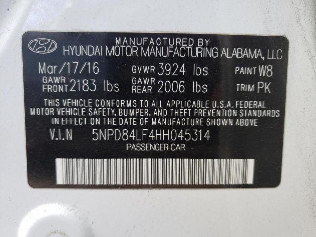 5NPD84LF4HH045314 - 2017 HYUNDAI ELANTRA SE WHITE photo 12