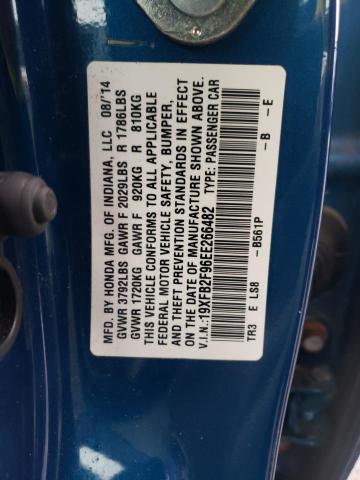 19XFB2F96EE266482 - 2014 HONDA CIVIC EXL BLUE photo 13