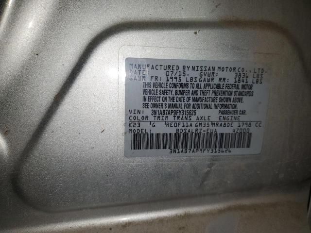 3N1AB7AP9FY315626 - 2015 NISSAN SENTRA S SILVER photo 13