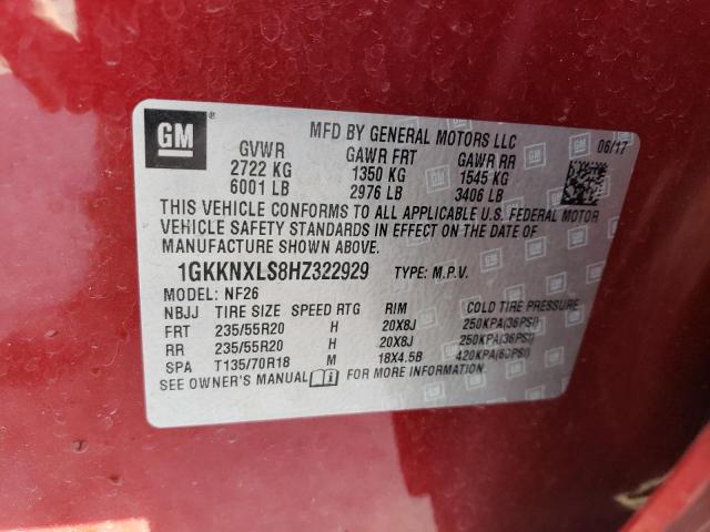 1GKKNXLS8HZ322929 - 2017 GMC ACADIA DENALI RED photo 14