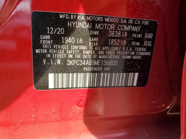 3KPC34A69ME136803 - 2021 HYUNDAI ACCENT LIMITED RED photo 12