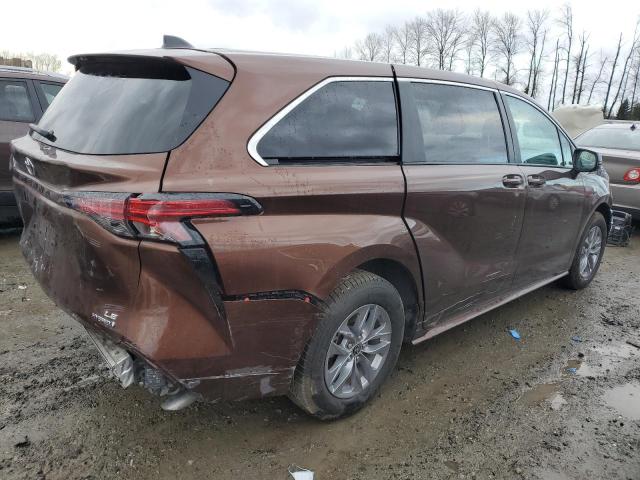 5TDKRKECXNS086516 - 2022 TOYOTA SIENNA LE BROWN photo 3