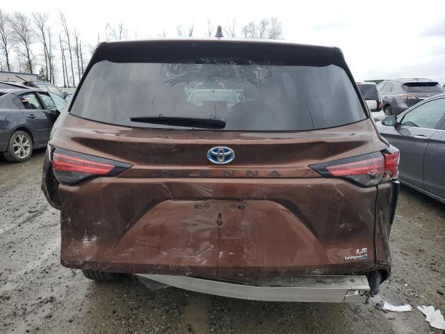 5TDKRKECXNS086516 - 2022 TOYOTA SIENNA LE BROWN photo 6