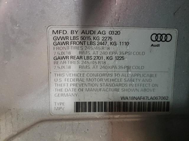 WA18NAF47LA067062 - 2020 AUDI A4 ALLROAD PREMIUM PLUS SILVER photo 13