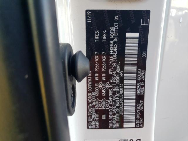 JTEBU5JR4L5780143 - 2020 TOYOTA 4RUNNER SR5/SR5 PREMIUM 白色 照片 12