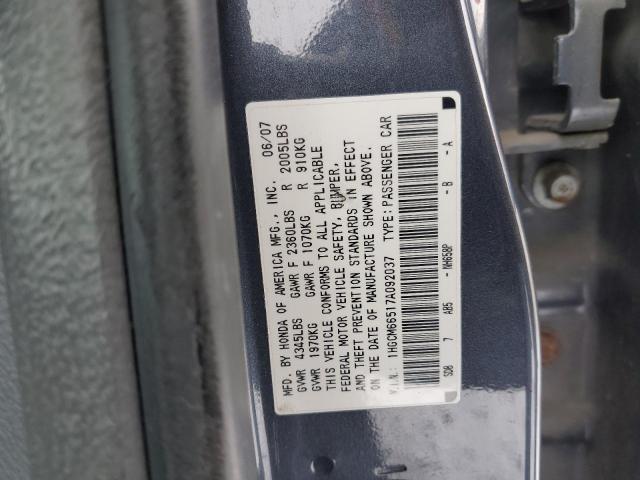 1HGCM66517A092037 - 2007 HONDA ACCORD EX BLUE photo 12