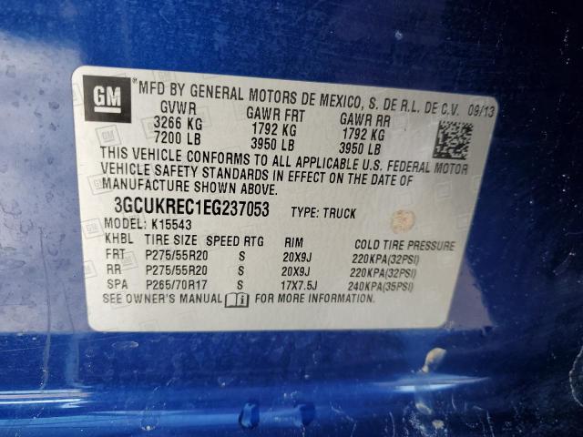 3GCUKREC1EG237053 - 2014 CHEVROLET silverado K1500 LT BLUE photo 12