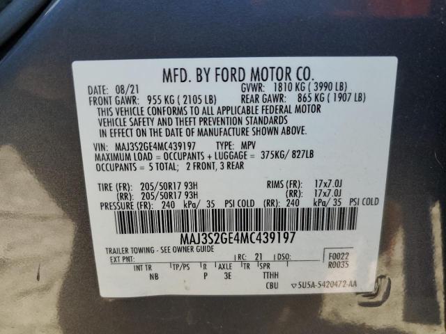 MAJ3S2GE4MC439197 - 2021 FORD ECOSPORT SE Grau Foto 12