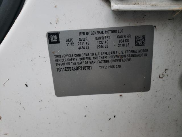 1G11C5SA3DF210781 - 2013 CHEVROLET MALIBU 1LT 白色 照片 12