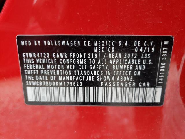 3VWCB7BU0KM179623 - 2019 VOLKSWAGEN JETTA S RED photo 12