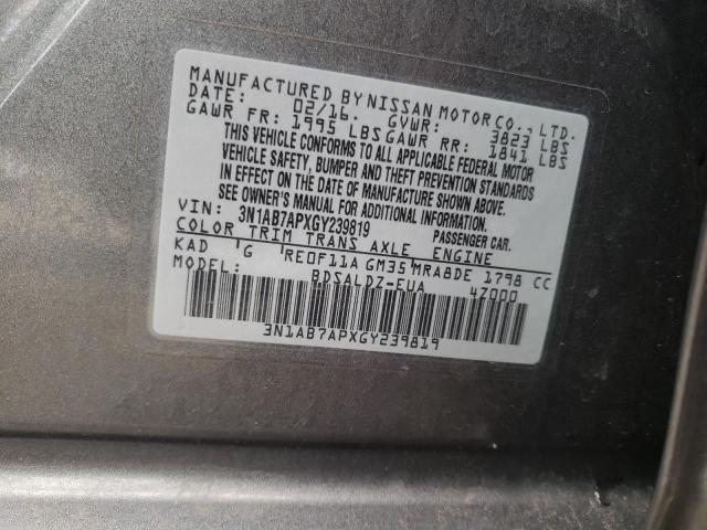 3N1AB7APXGY239819 - 2016 NISSAN SENTRA S GRAY photo 13