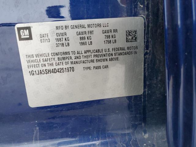 1G1JA5SH4D4251970 - 2013 CHEVROLET SONIC LS BLUE photo 12