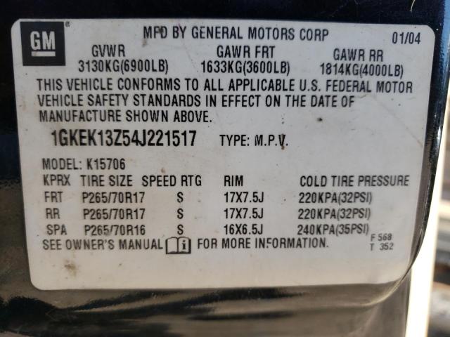 1GKEK13Z54J221517 - 2004 GMC YUKON BLACK photo 13