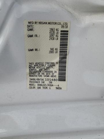 1N4BL4BV5KC105480 - 2019 NISSAN ALTIMA S WHITE photo 12