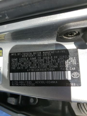 4T1BE32KX6U675684 - 2006 TOYOTA CAMRY LE SILVER photo 12