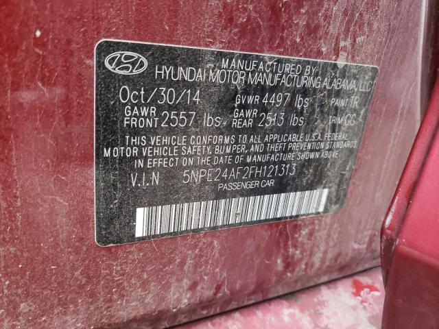 5NPE24AF2FH121313 - 2015 HYUNDAI SONATA SE RED photo 13