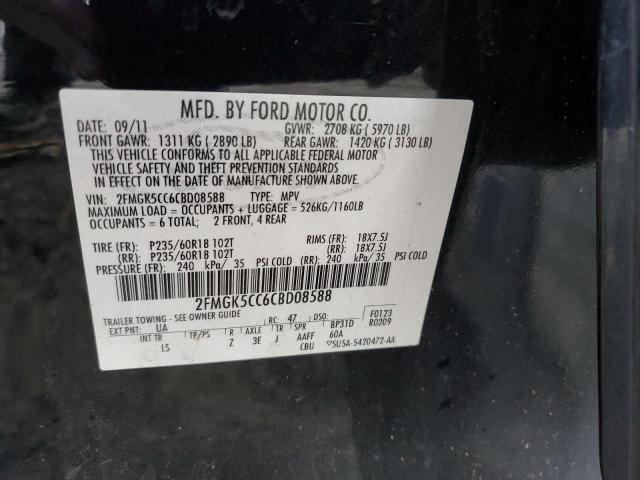 2FMGK5CC6CBD08588 - 2012 FORD FLEX SEL BLACK photo 13