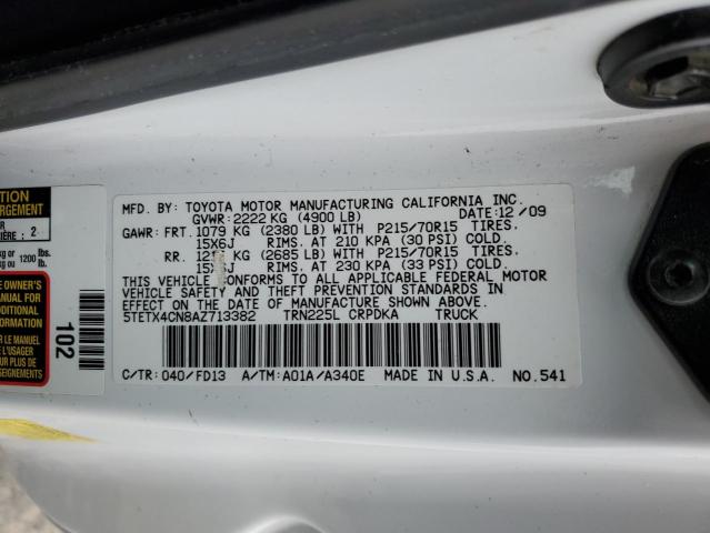 5TETX4CN8AZ713382 - 2010 TOYOTA TACOMA ACCESS CAB Ақ фото 12
