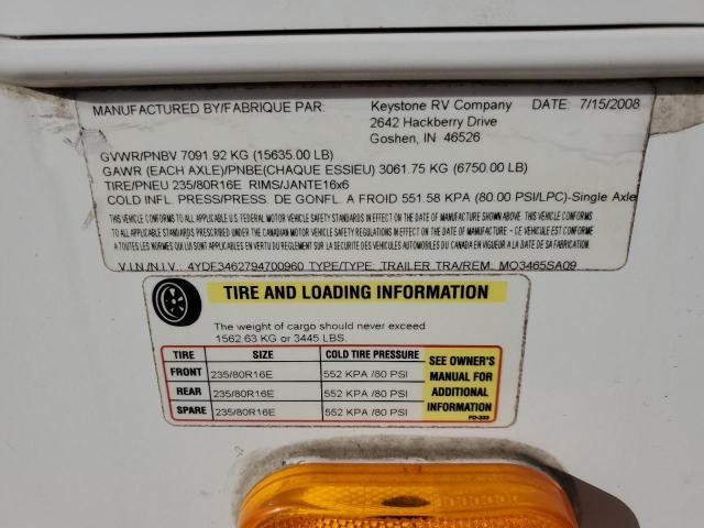 4YDF3462794700960 - 2009 KEYSTONE MONTANA WHITE photo 10