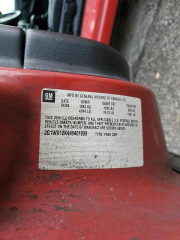 2G1WX12K449401839 - 2004 CHEVROLET MONTE CARL SS RED photo 12