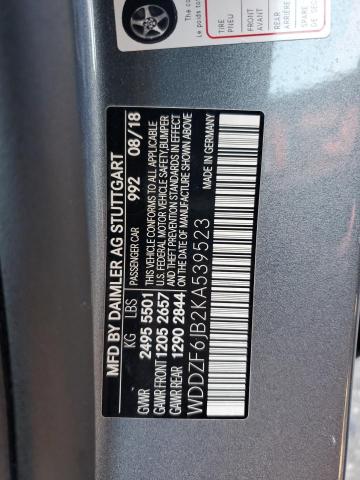 WDDZF6JB2KA539523 - 2019 MERCEDES-BENZ E 450 4MATIC GRAY photo 12