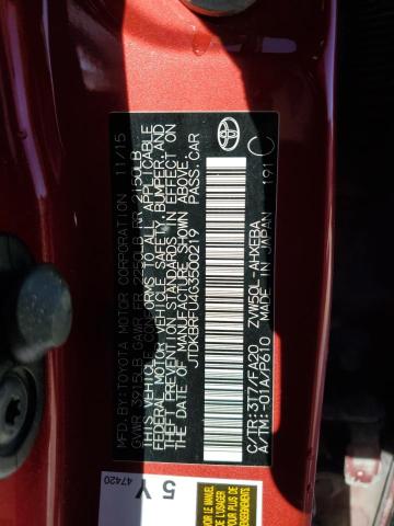 JTDKBRFU4G3500219 - 2016 TOYOTA PRIUS RED photo 12