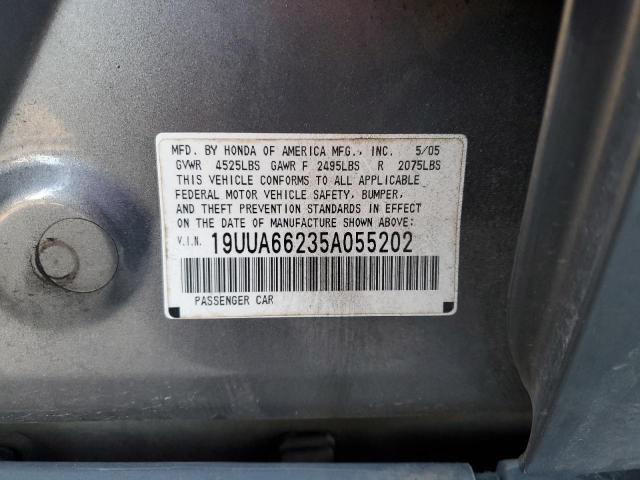 19UUA66235A055202 - 2005 ACURA TL GRAY photo 12